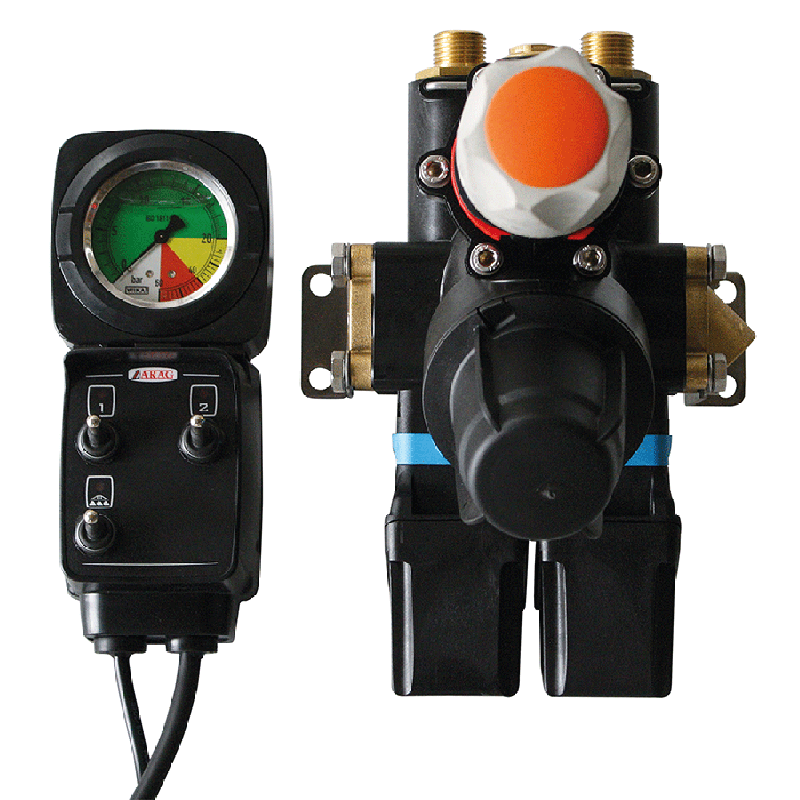 Elettrovalvole a due vie, con quadro di comando elettrico e valvola di regolazione manuale della pressione, filtro di mandata.